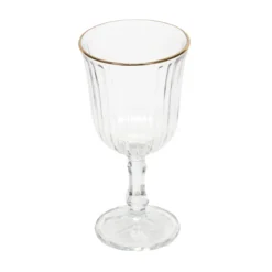 Prążkowany kieliszek na wino ze złotym brzegiem, 240 ml