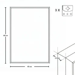 Prostokatne lustro wiszące AXION, 60 x 40 cm, czarne