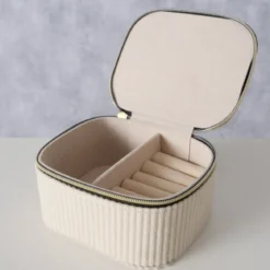 Pudełko na biżuterię obite sztruksem CAJA, 12 x 10 x 6 cm