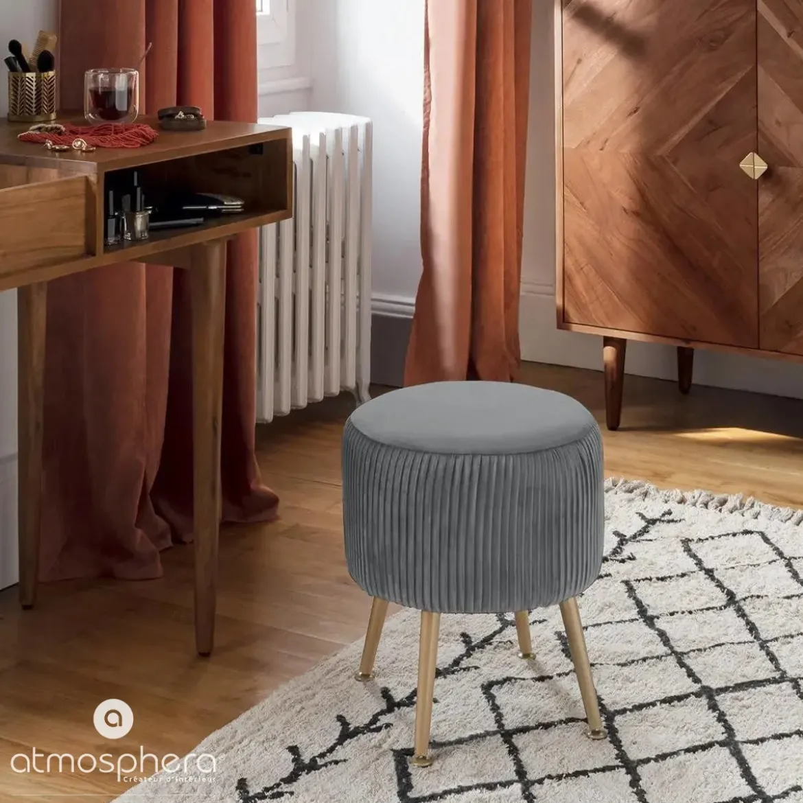 Pufa do salonu SOLARO, Ø 35 cm