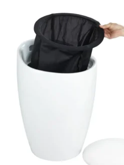 Pufa i kosz na pranie CANDY, nowoczesny taboret do łazienki 2w1, WENKO