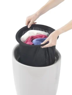 Pufa i kosz na pranie CANDY, nowoczesny taboret do łazienki 2w1, WENKO