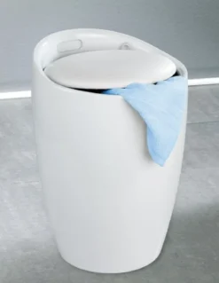 Pufa i kosz na pranie CANDY, nowoczesny taboret do łazienki 2w1, WENKO