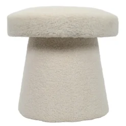 Pufa okrągła tapicerowana TEDDY grzybek boucle, Ø 43 x 38 cm