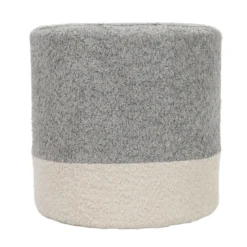 Pufa okrągła tapicerowana w dwóch kolorach boucle, Ø 35 x 34 cm