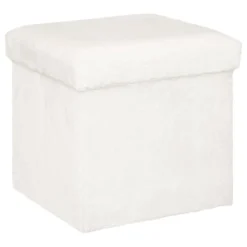 Pufa ze schowkiem Ezzio, materiał z efektem boucle, wys. 38 cm