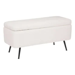 Pufa ze schowkiem, tapicerowana z efektem boucle, 100 x 40 x 48,5 cm