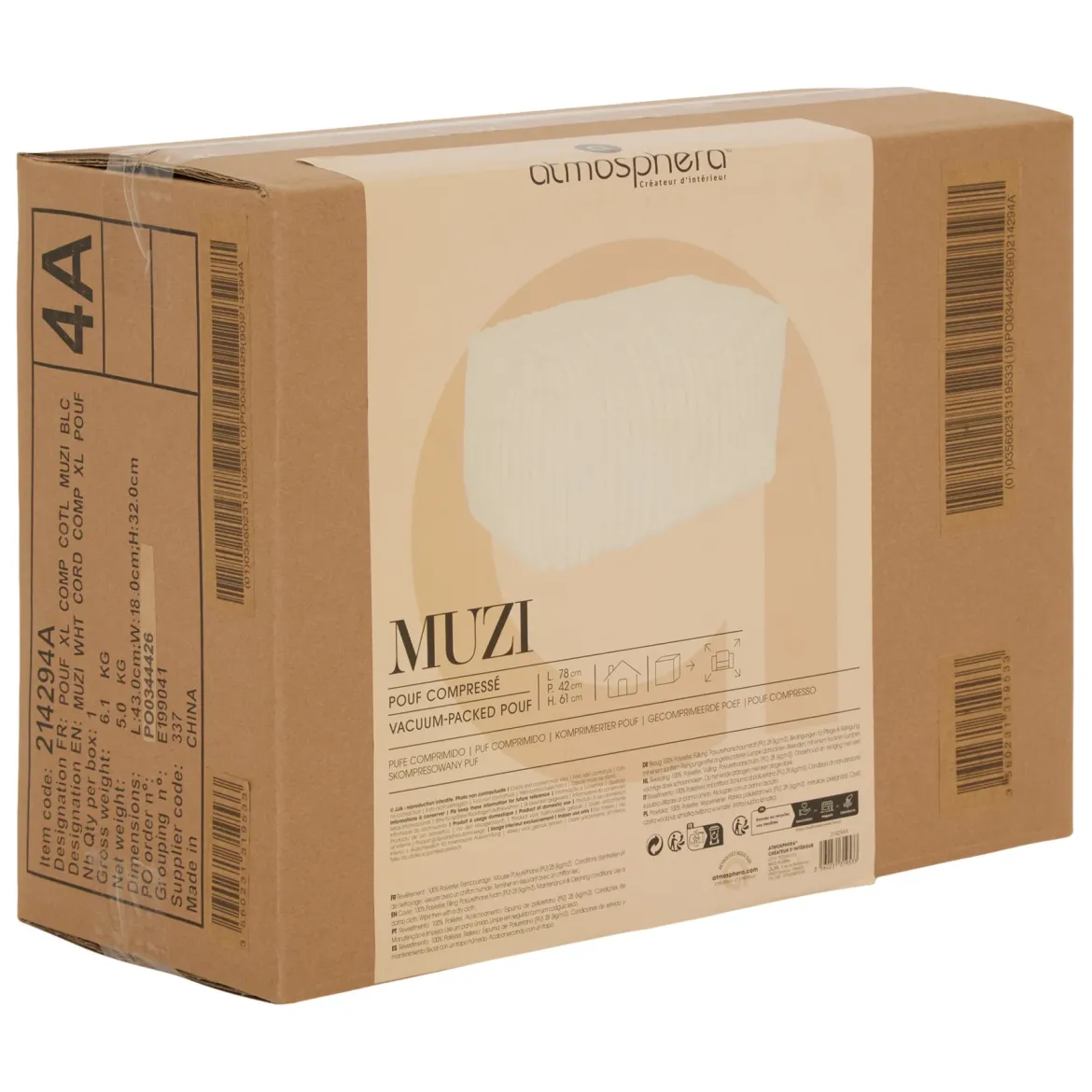 Puf MUZI XL, 78 x 61 x 42 cm