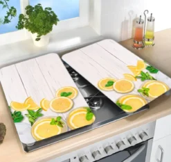 Płyty termoodporne do ochrony kuchenki, 2 tafle szklane z ozdobnym wzorem + stopki antypoślizgowe - 52 x 30 cm, WENKO