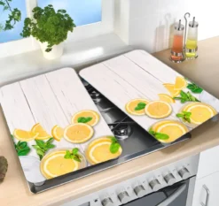 Płyty termoodporne do ochrony kuchenki, 2 tafle szklane z ozdobnym wzorem + stopki antypoślizgowe - 52 x 30 cm, WENKO