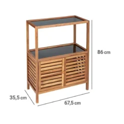 Regał łazienkowy z szafką z drewna akacji FONDI, wys. 86 cm