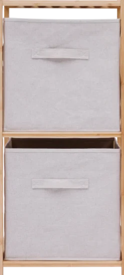 Regał bambusowy TIDY z dwoma materiałowymi koszami, 34,7 x 33 x 77,5 cm