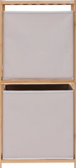Regał bambusowy TIDY z dwoma materiałowymi koszami, 34,7 x 33 x 77,5 cm