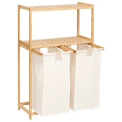 Regał bambusowy z koszem na pranie TIDY BOX, 72 x 33 x 109 cm