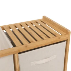 Regał bambusowy z koszem na pranie TIDY BOX i pojemnikami, 66 x 33,3 x 78,5 cm
