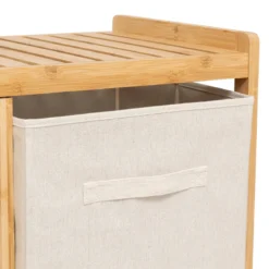 Regał bambusowy z koszem na pranie TIDY BOX i pojemnikami, 66 x 33,3 x 78,5 cm