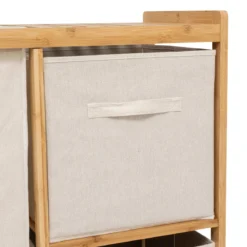 Regał bambusowy z koszem na pranie TIDY BOX i pojemnikami, 66 x 33,3 x 78,5 cm