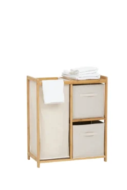 Regał bambusowy z koszem na pranie TIDY BOX i pojemnikami, 66 x 33,3 x 78,5 cm