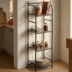 Regał ścienny metalowy, 4-poziomowy, 35 x 27 x 115,5 cm