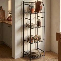Regał ścienny metalowy, 4-poziomowy, 35 x 27 x 115,5 cm