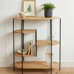 Regał na książki, 5 poziomów, 77 x 30 x 95,5 cm, na metalowym stelażu