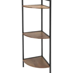 Regał narożny metalowy, 3 półki z MDF, 23,5 x 23,5 x 76 cm