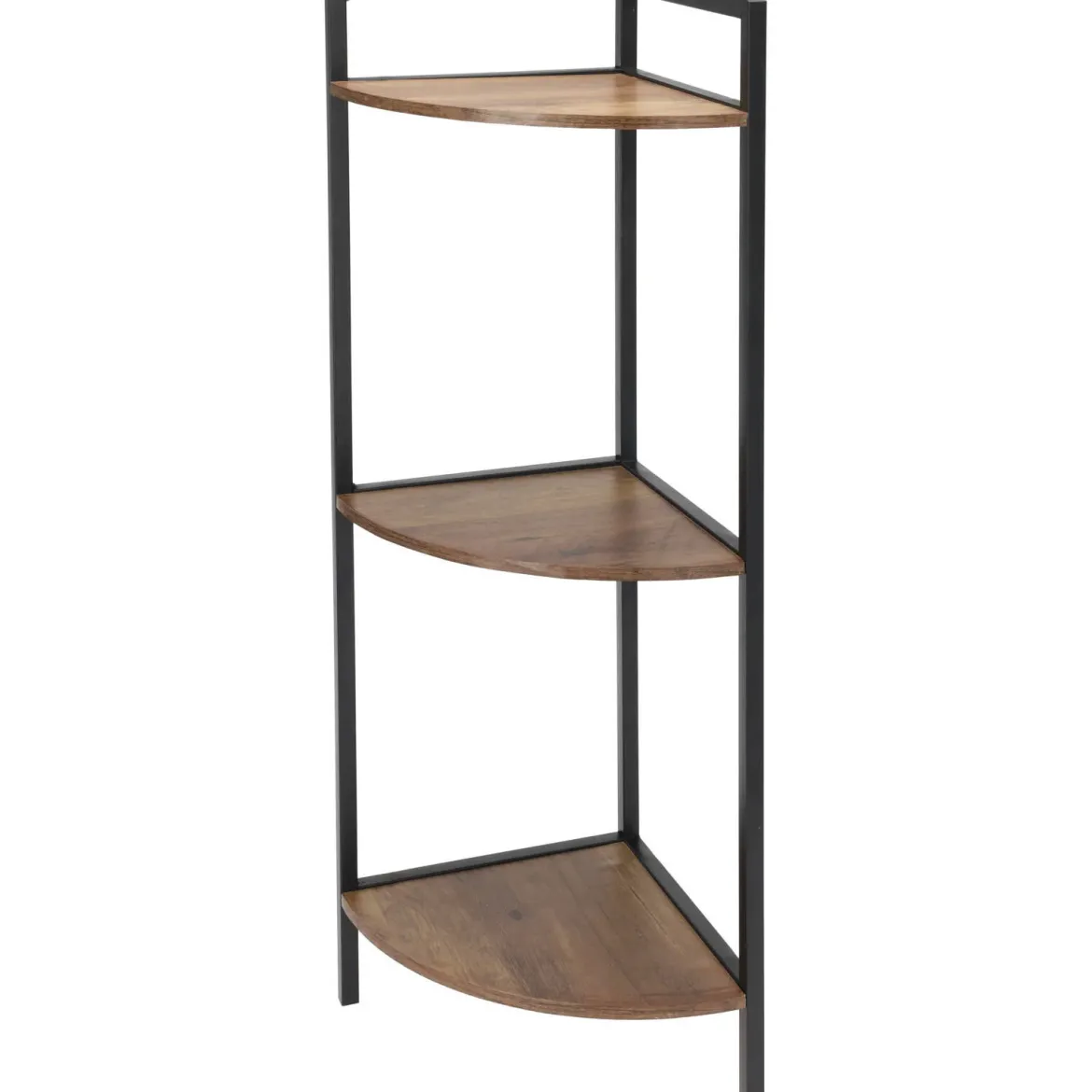 Regał narożny metalowy, 3 półki z MDF, 23,5 x 23,5 x 76 cm