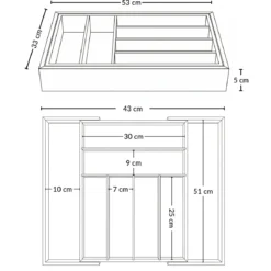 Rozkładany organizer na sztućce VARIO, 53 x 33-43 cm, bambus