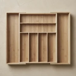 Rozkładany organizer na sztućce VARIO, 53 x 33-43 cm, bambus