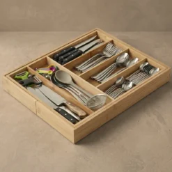 Rozkładany organizer na sztućce VARIO, 53 x 33-43 cm, bambus