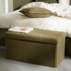 Składana ławka z tkaniny bouclé, 76 x 38 cm, MATCHA