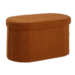 Składana owalna ławka z tkaniny bouclé, 72 x 39 cm, MOKA