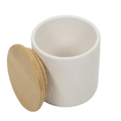 Słoik ceramiczny z pokrywką z bambusa, Ø 10 x 10,5 cm