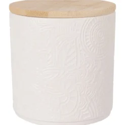 Słoik ceramiczny z pokrywką z bambusa, Ø 10 x 10,5 cm