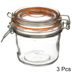 Słoik szklany z pokrywką i klipsem, 350 ml, 3 sztuki