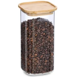 Słoik z pokrywką bambusa, 1600 ml, 11 x 11 x 22 cm