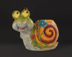 Solarna figurka ogrodowa ślimak LED, ze świecącymi oczami, 21 x 18,5 cm