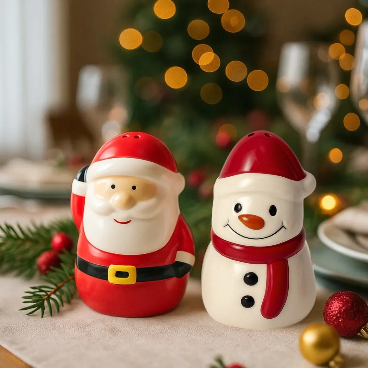 Solniczka i pieprzniczka NOELUNE Mikołaj i bałwanek