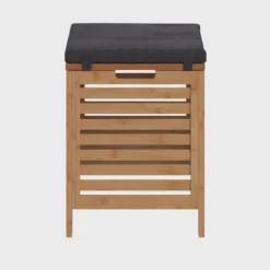 Stołek łazienkowy BAMBOO z koszem na pranie, 2w1