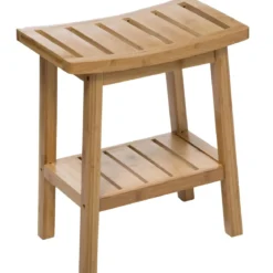 Stołek łazienkowy BAMBOO z półeczką na akcesoria