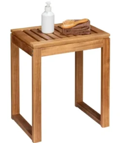 Stołek łazienkowy z drewna akacji FONDI, wys. 46 cm