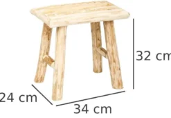 Stołek drewniany - prostokątny taboret, podnóżek, 34 x 24 x 32 cm