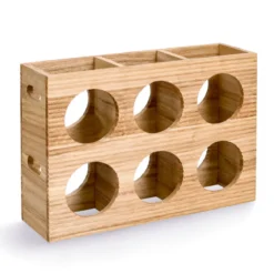 Stojak na 6 butelek, drewno, 38 x 11,6 x 27 cm