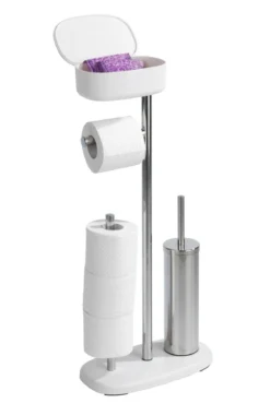 Stojak na papier i szczotkę wc z półką i koszem RIVAZZA, 4w1, WENKO