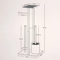 Stojak na papier toaletowy i szczotkę do WC z półką na telefon HYLLA, 65 cm