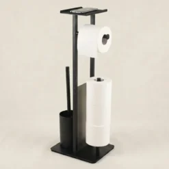 Stojak na papier toaletowy i szczotkę do WC z półką na telefon HYLLA, 65 cm