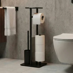 Stojak na papier toaletowy i szczotkę do WC z półką na telefon HYLLA, 65 cm