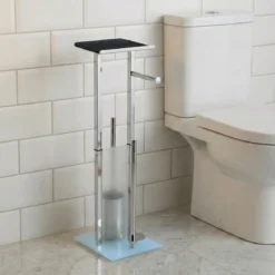 Stojak na papier toaletowy i szczotkę do WC z półką na telefon HYLLA, 65 cm