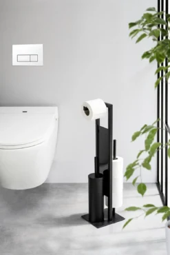 Stojak na papier toaletowy i szczotkę wc RIVALTA, 3w1, zamknięty pojemnik, WENKO