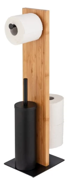 Stojak na papier toaletowy i szczotkę wc LESINA, 3w1, bambus, WENKO